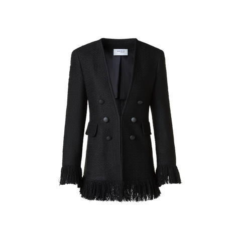 Double-Breasted Illusion Jacket with Fringes