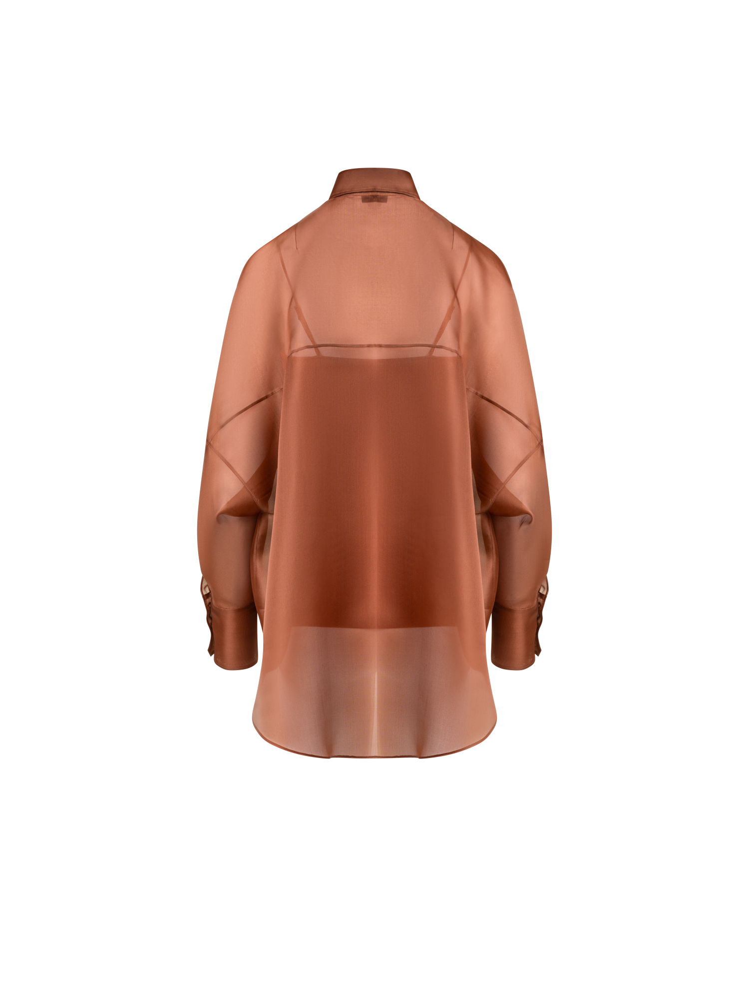 Designer Transparente Oversize-Seiden-Hemdbluse - Braun