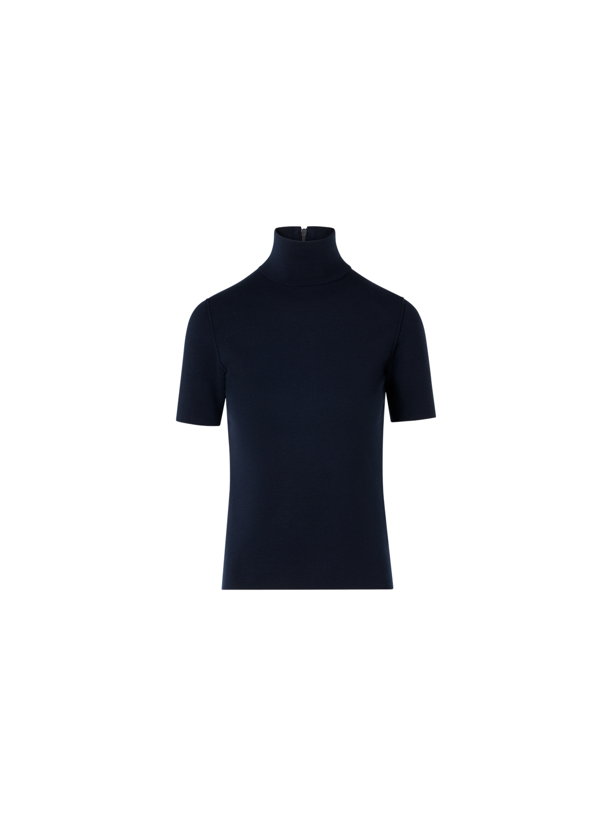 Designer Kurzarm-Pullover aus Woll-Milano-Strick - Dunkelblau