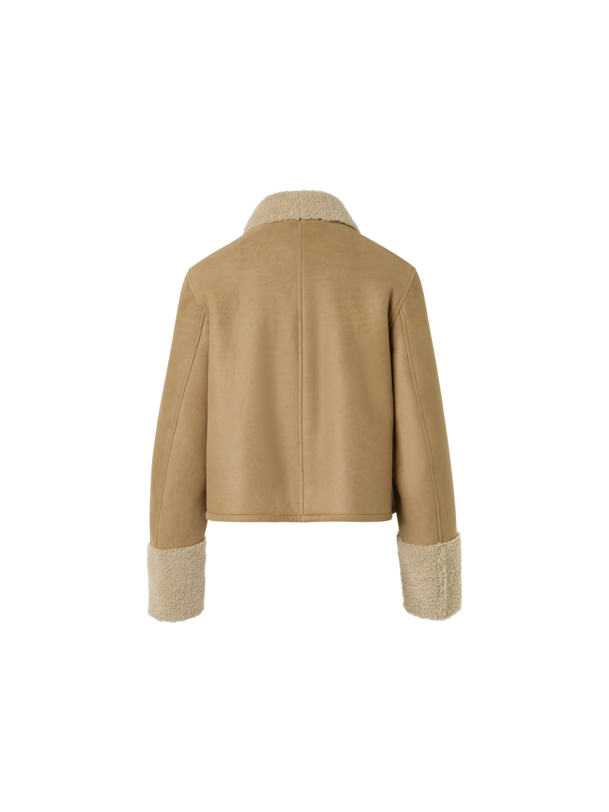 Designer Kurze Lammfelljacke mit Pelzkragen und Manschetten - Beige