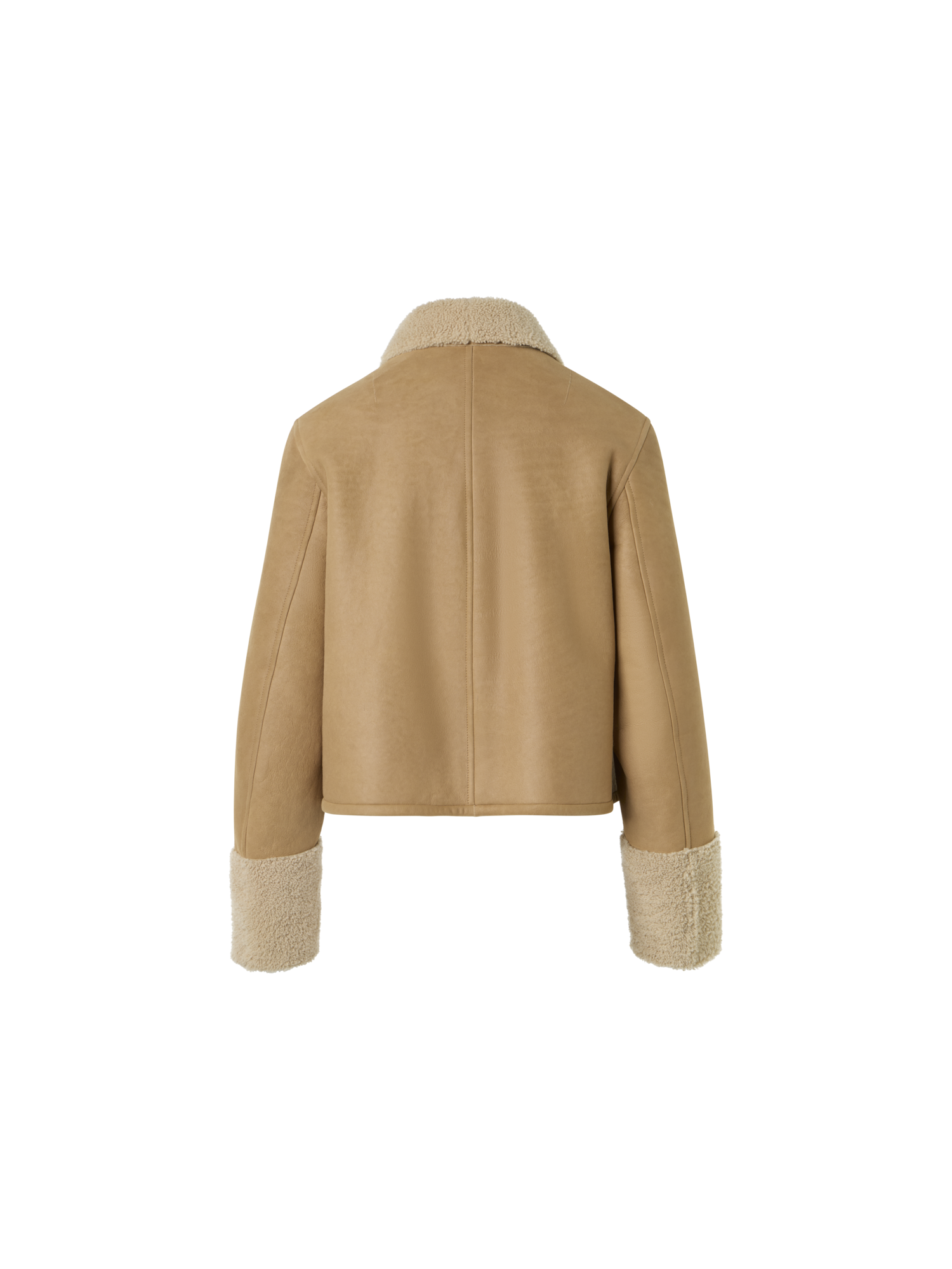 Designer Kurze Lammfelljacke mit Pelzkragen und Manschetten - Beige