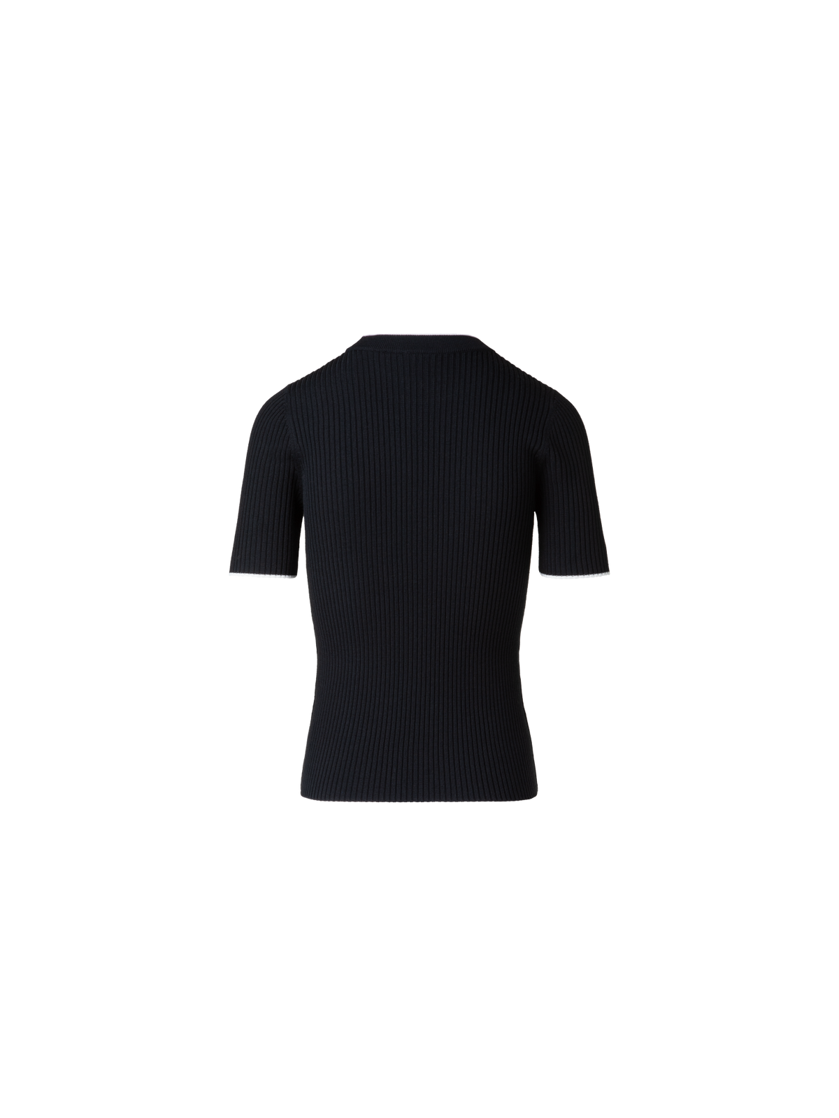 Designer Kurzarmpullover aus Virgin Wool - Schwarz
