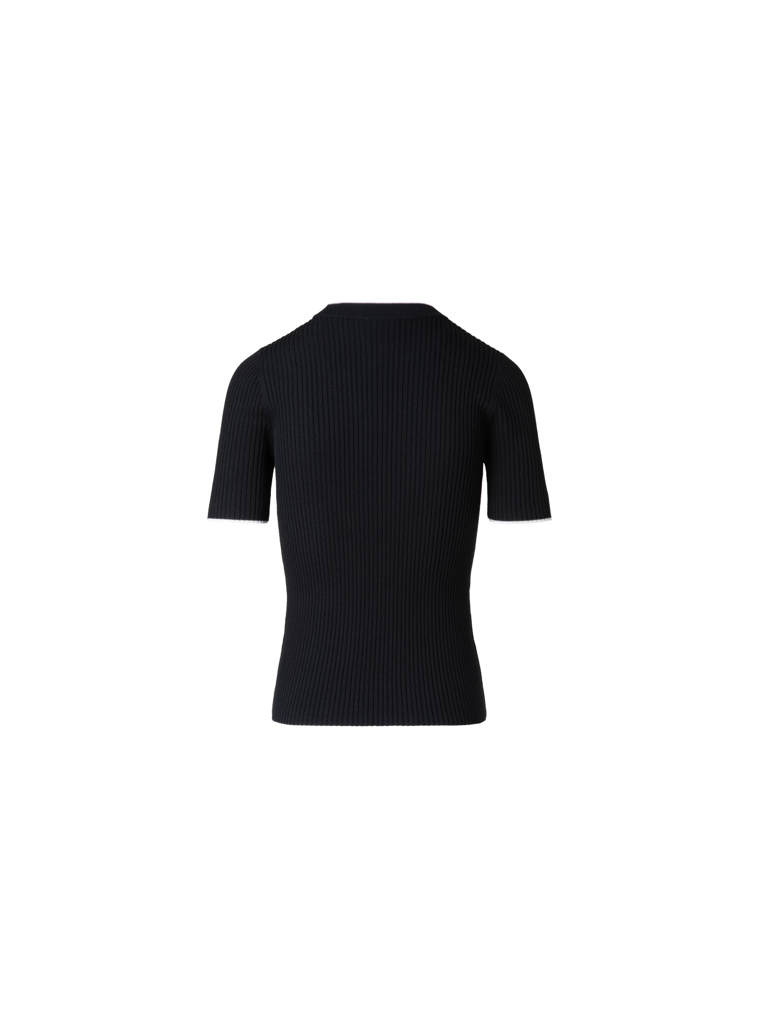 Designer Kurzarmpullover aus Virgin Wool - Schwarz