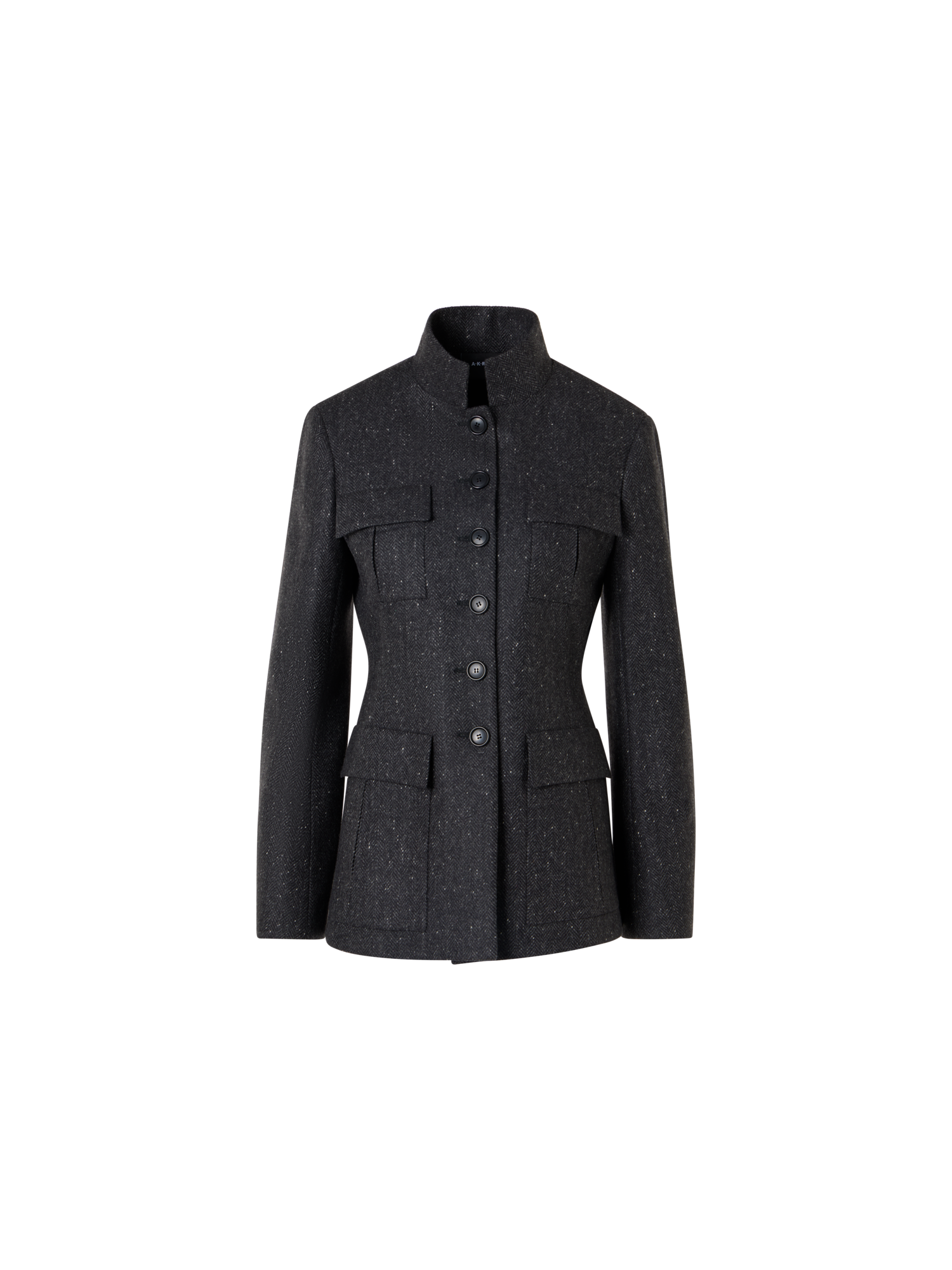Designer Taillierte Kaschmirjacke mit Fischgrat - Grau