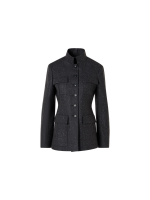 Designer Taillierte Kaschmirjacke mit Fischgrat - Grau