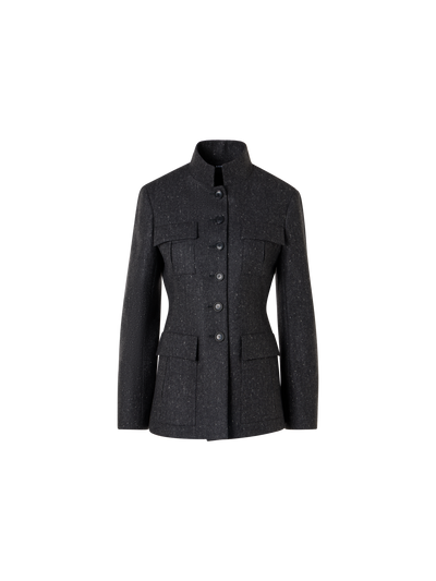 Designer Taillierte Kaschmirjacke mit Fischgrat - Grau