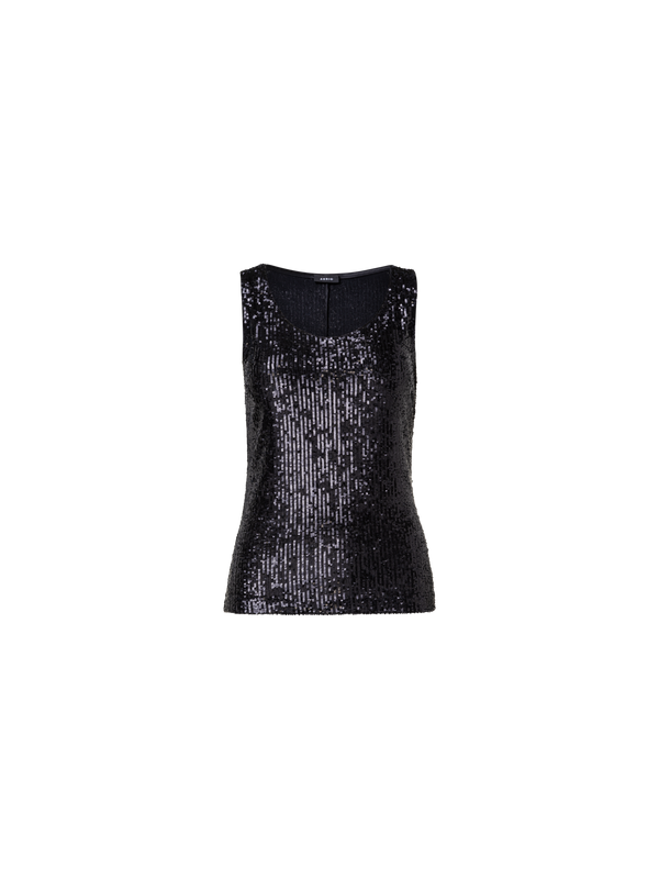 Designer Tank Top aus Pailletten - Schwarz