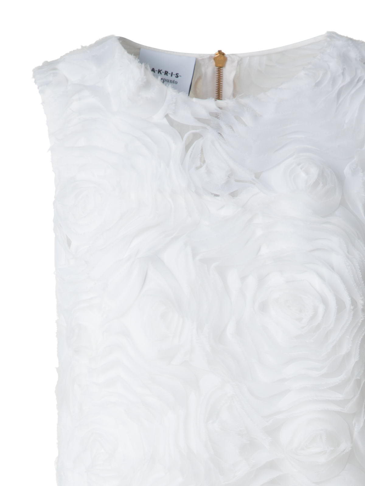 Designer Cocktailkleid mit 3D Carnation Stickerei - Ecru - Weiss