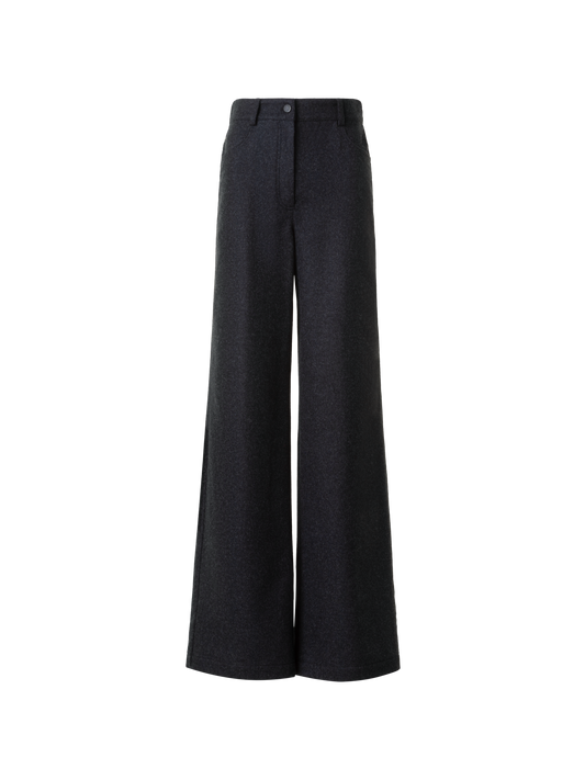 Designer Weite winterliche Wollflanell Hose - Grau