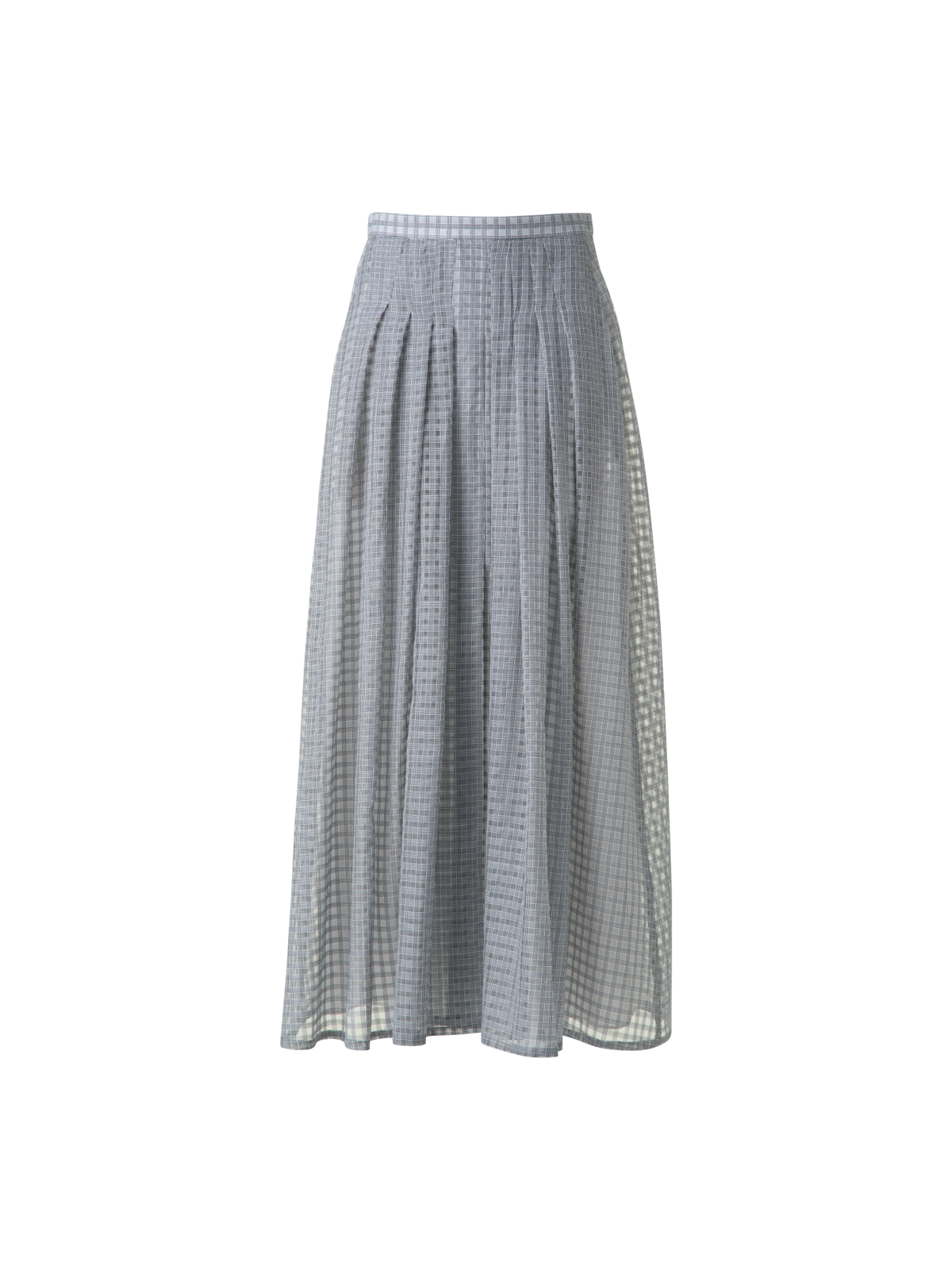 Designer Ausgestellter Midirock mit kleinem Baumwoll-Karomuster - Schwarz - Grau - Bunt