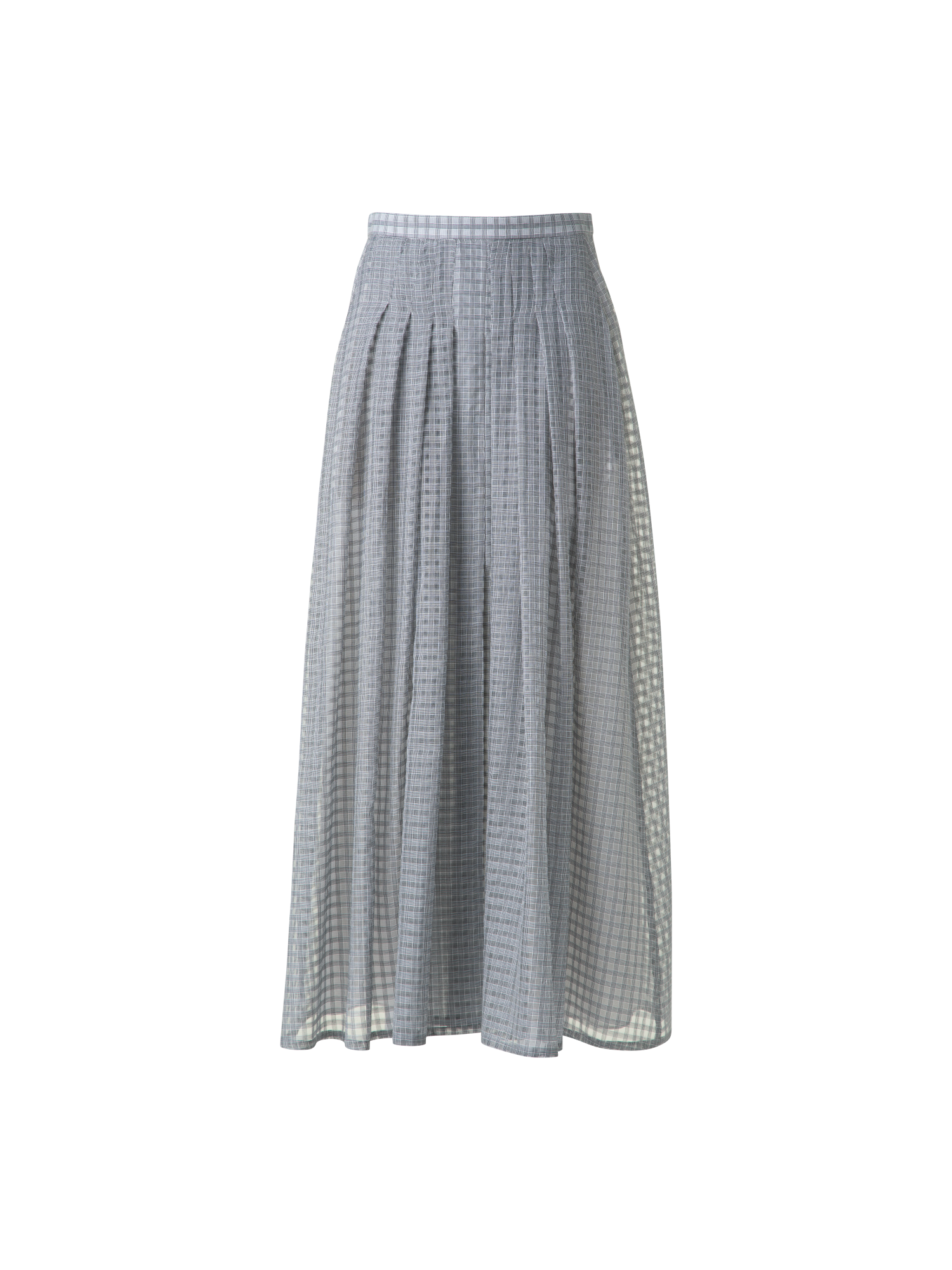 Designer Ausgestellter Midirock mit kleinem Baumwoll-Karomuster - Schwarz - Grau - Bunt