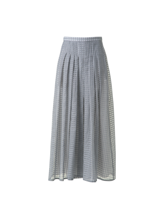 Designer Ausgestellter Midirock mit kleinem Baumwoll-Karomuster - Schwarz - Grau - Bunt