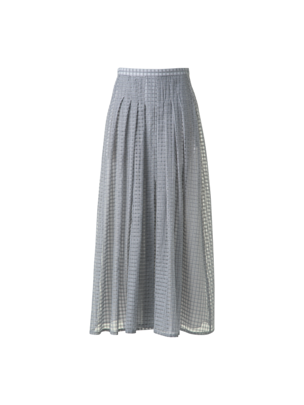 Designer Ausgestellter Midirock mit kleinem Baumwoll-Karomuster - Schwarz - Grau - Bunt