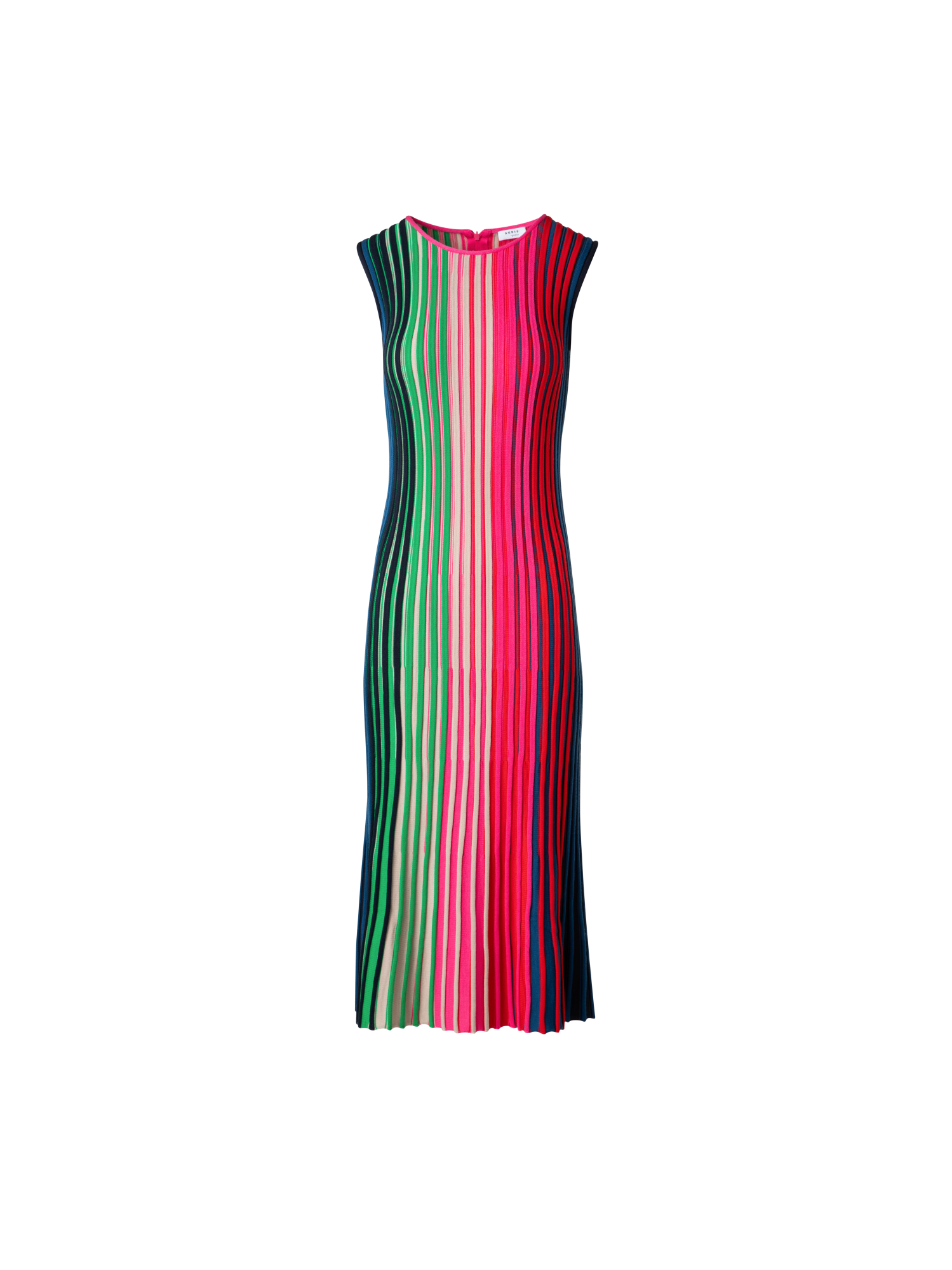 Designer Merino-Strickkleid mit Regenbogenripp - Bunt