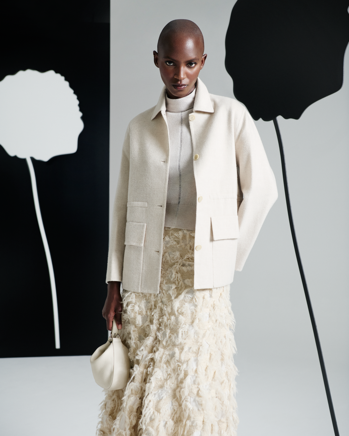 Designer A-Linien-Midirock in 3D-Jacquard - Beige #editorial