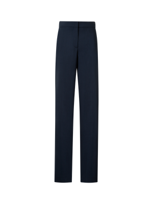 Designer Gerade Hose aus Cool Wool mit elastichem Bund - Dunkelblau - Blau