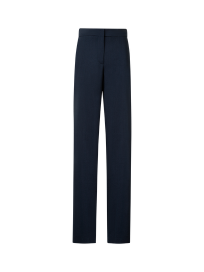 Designer Gerade Hose aus Cool Wool mit elastichem Bund - Dunkelblau - Blau