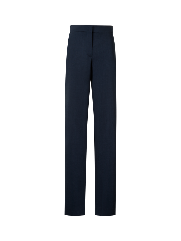 Designer Gerade Hose aus Cool Wool mit elastichem Bund - Dunkelblau - Blau