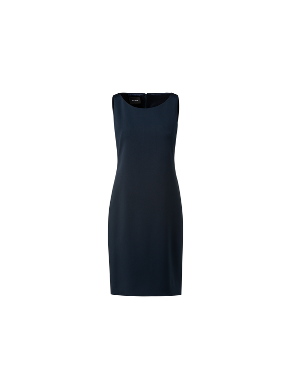 Designer Etuikleid aus Seiden-Stretch-Crêpe - Dunkelblau - Blau