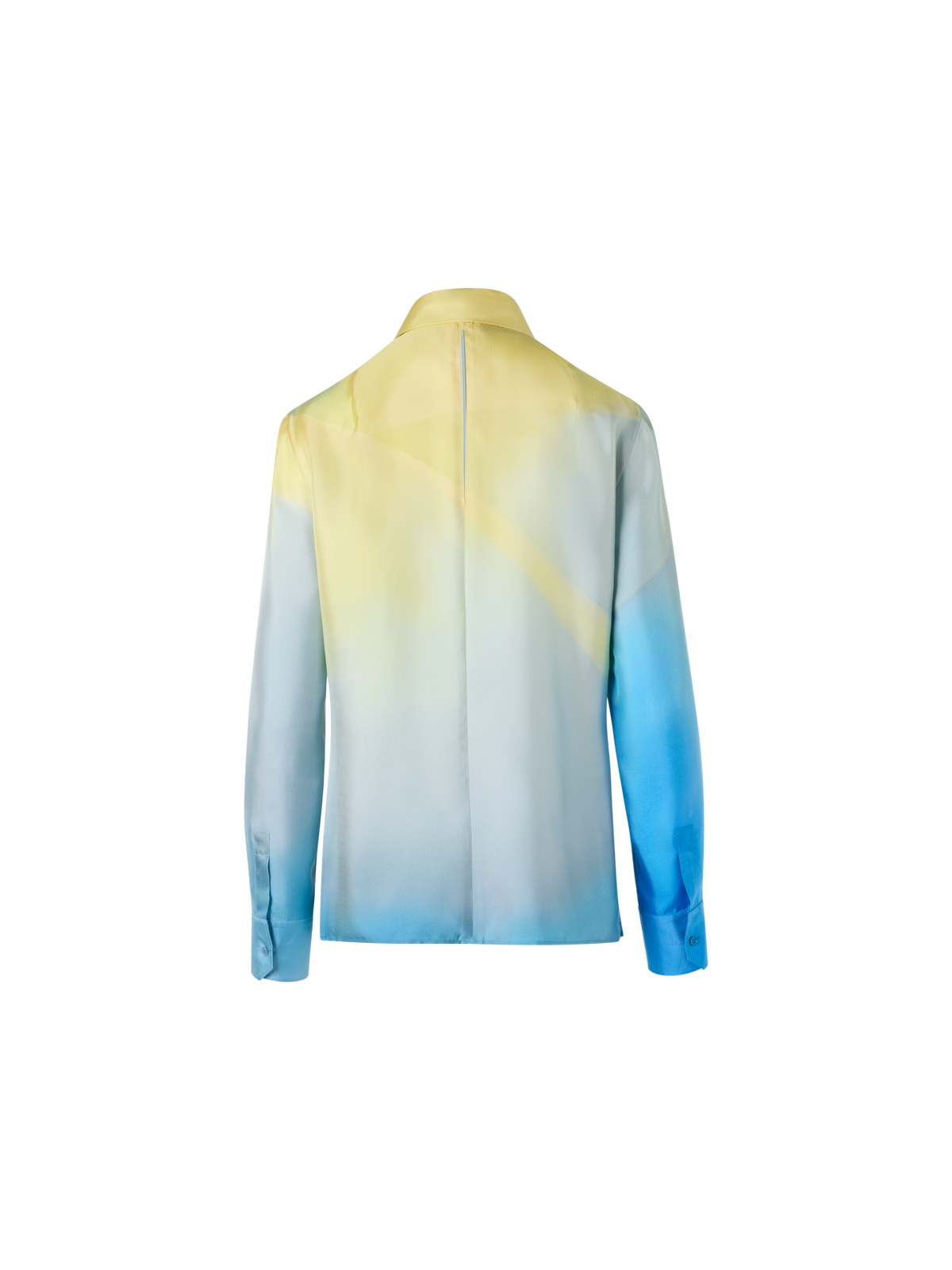 Designer Tunika-Bluse aus Seidentwill mit Sonnenstrahlen-Print - Blau - Bunt