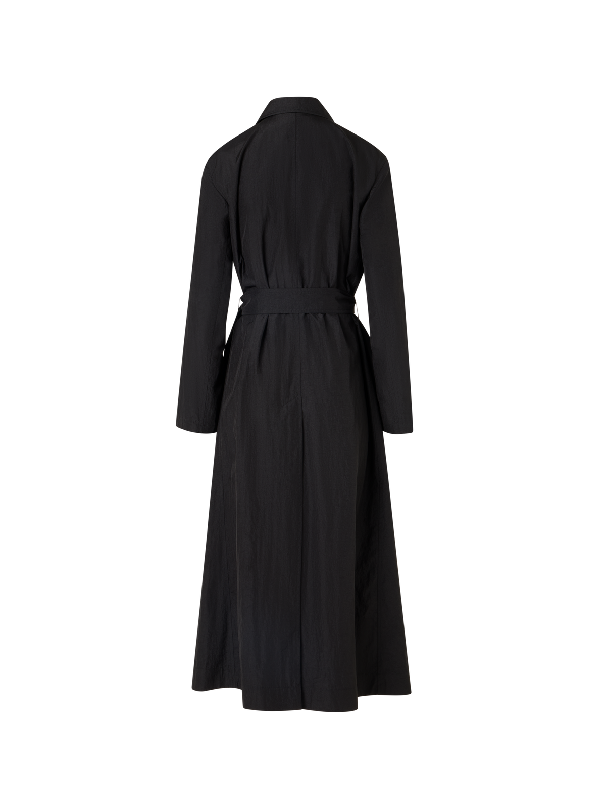 Designer Langärmeliger, langer Trenchcoat aus Crinkled-Parachute-Taft - Schwarz