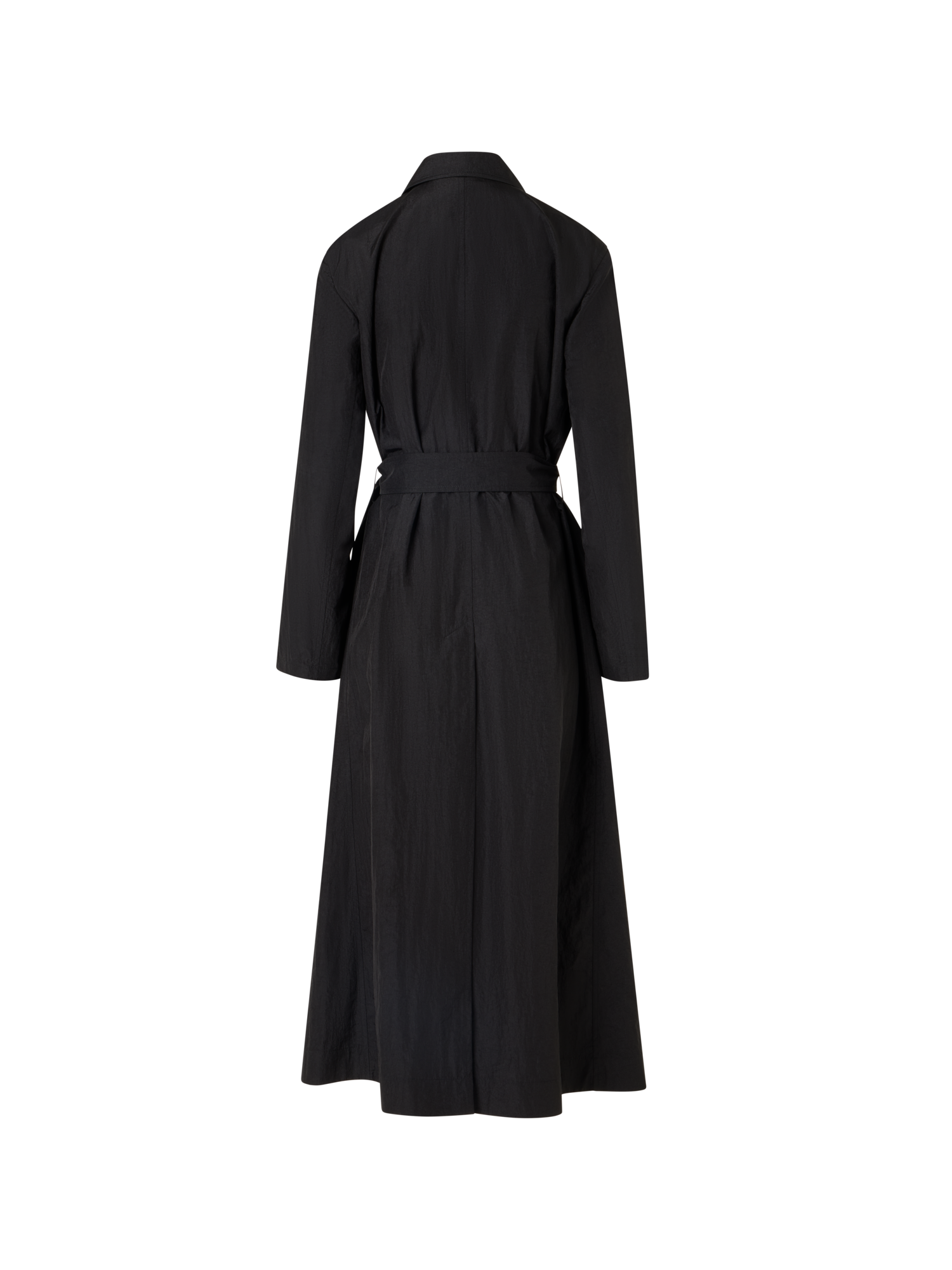 Designer Langärmeliger, langer Trenchcoat aus Crinkled-Parachute-Taft - Schwarz