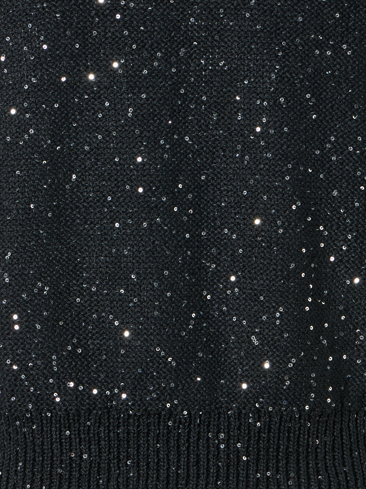 Designer Leinen-Baumwoll-Stricktop mit Pailletten - Schwarz