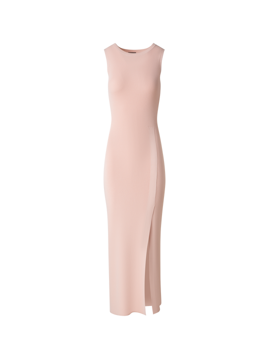 Designer Tailliertes Strickkleid mit Seitenschlitz - Rosa