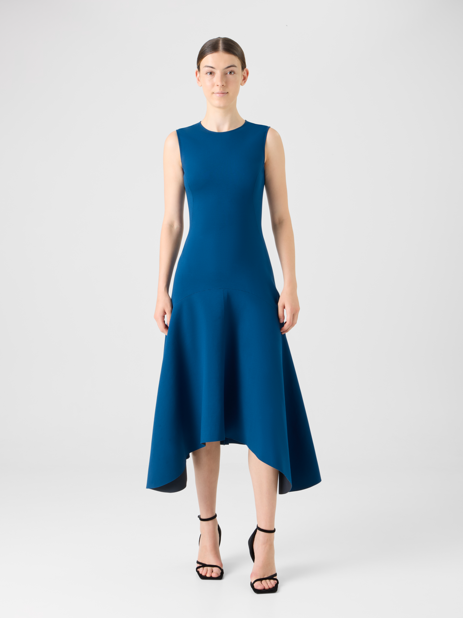 Designer Asymmetrisches Einstecktuch-Midikleid 