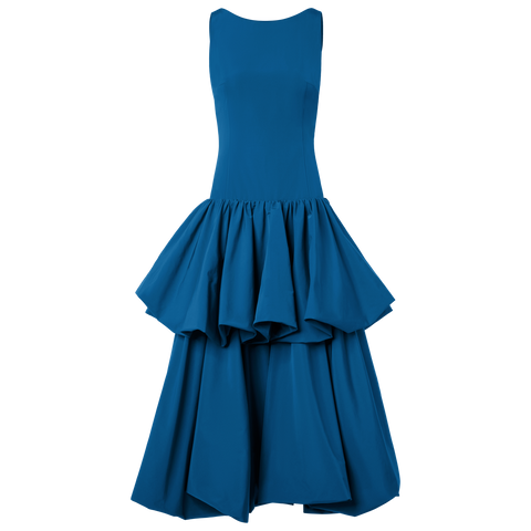 Maxikleid aus Techno-Taft mit Volants