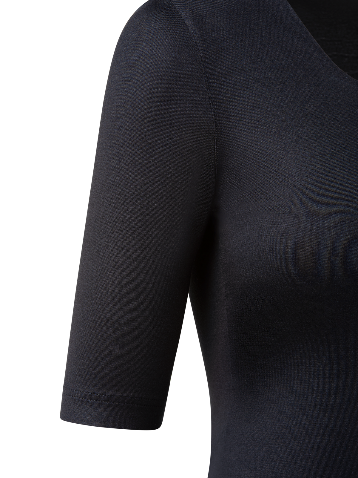 Designer Shirt mit 3/4 Arm aus Seiden-Jersey - Schwarz