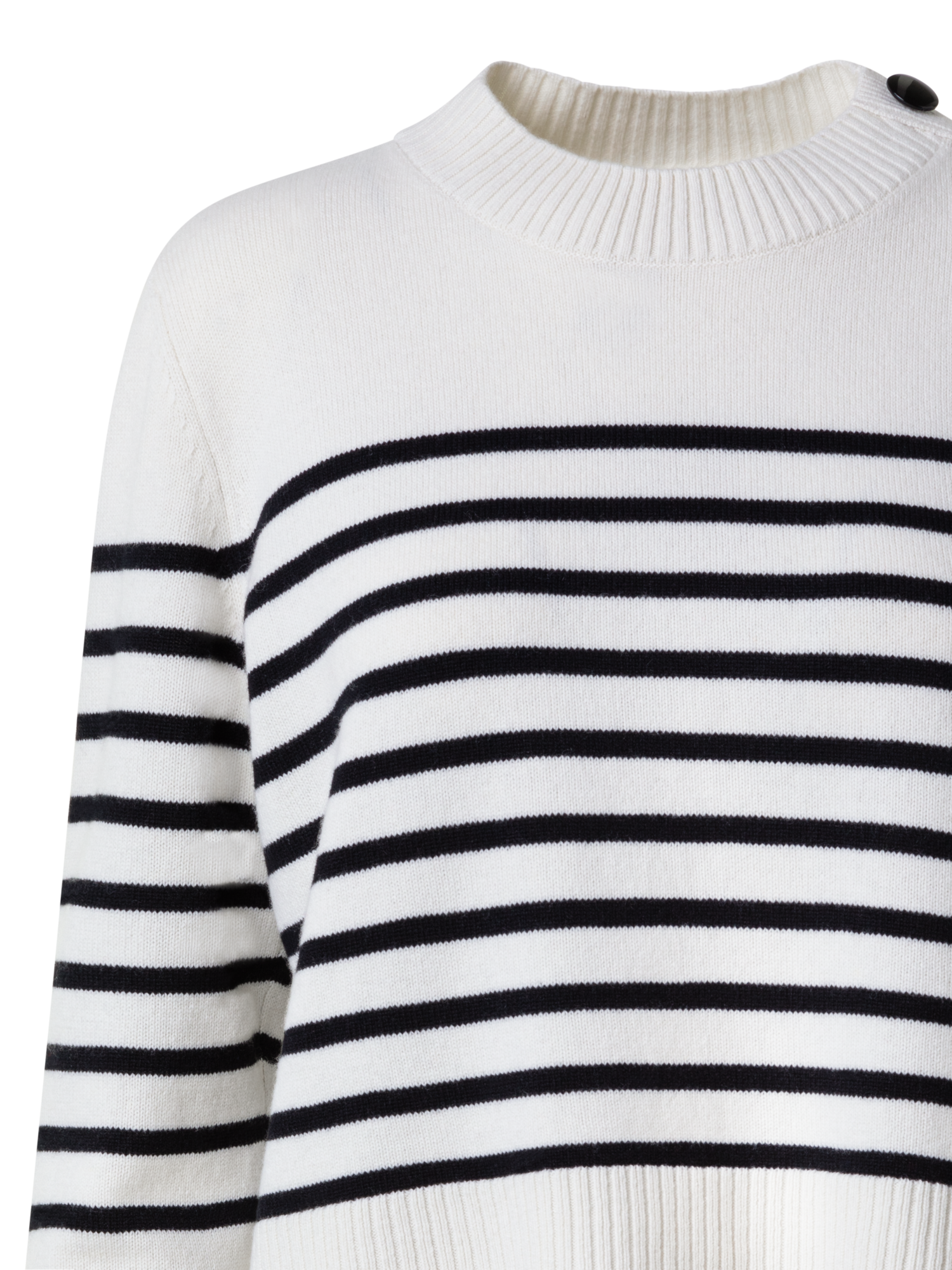 Designer Gestreifter Boxy-Pullover aus Merino-Kaschmir - Bunt - Ecru - Weiss