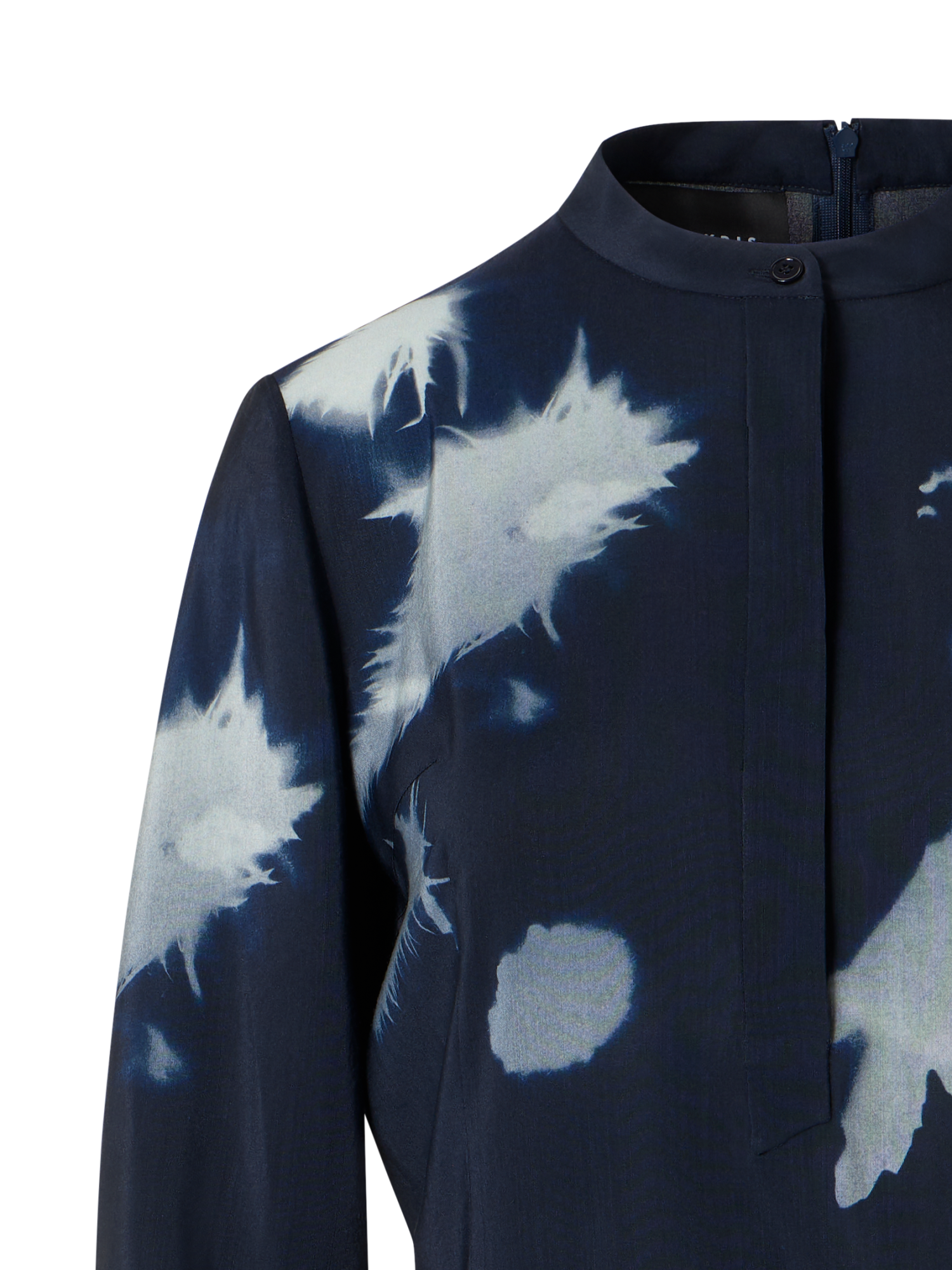 Designer Midi Hemd-Kleid in Wildflower Print mit Gürtel - Dunkelblau - Blau - Bunt