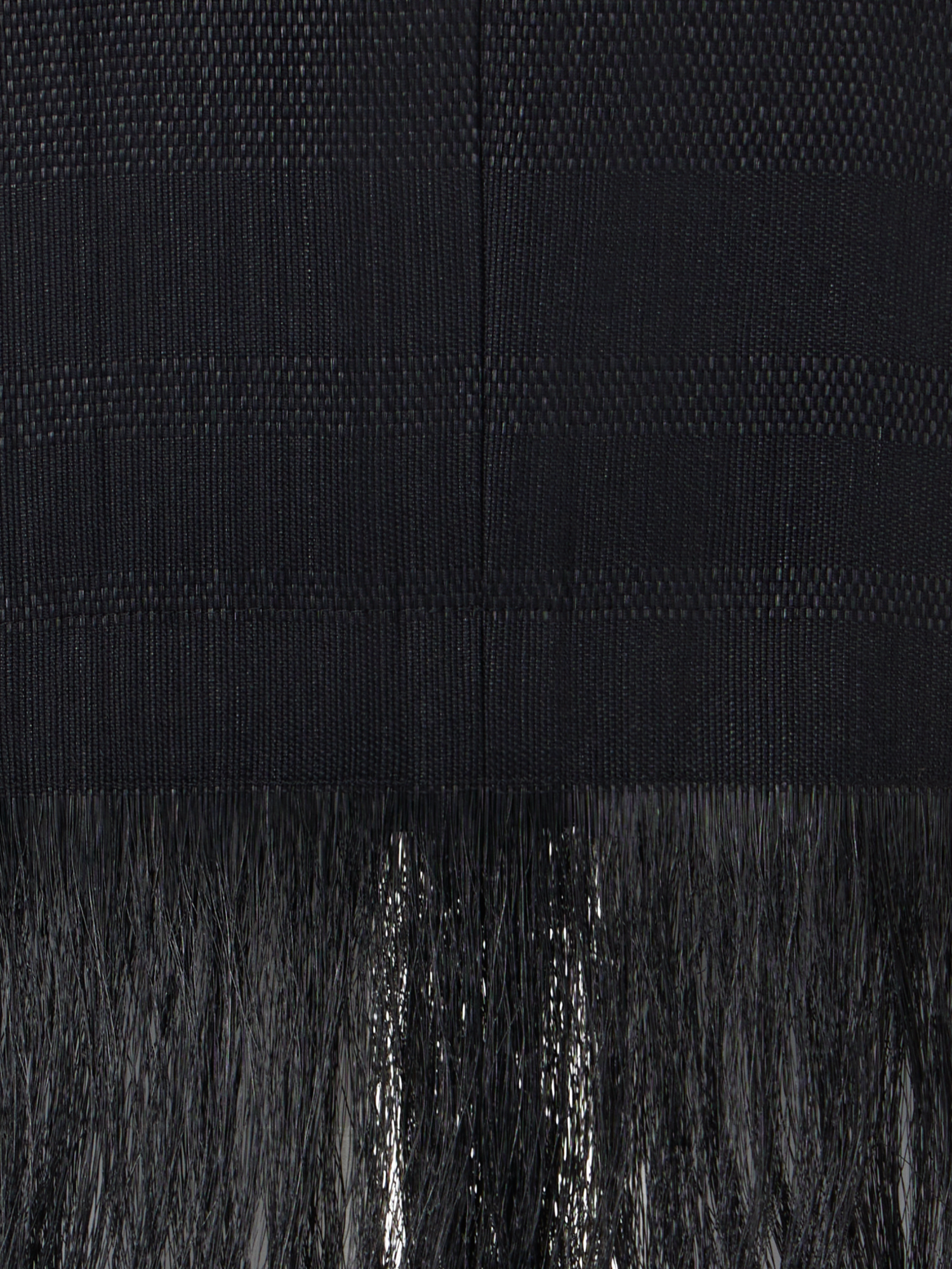 Designer Bleistiftrock aus Rosshaar mit Fransensaum - Schwarz