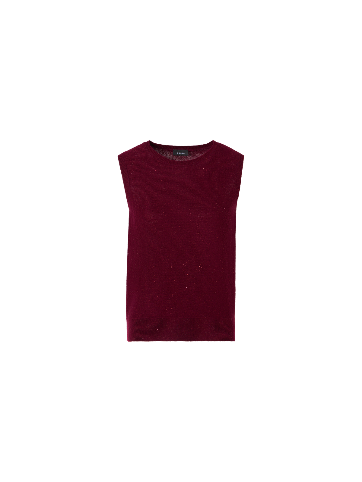 Designer Ärmelloses Top aus Kaschmir-Lamé mit Pailletten - Weinrot - Rot