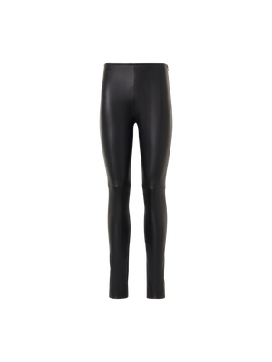 Designer Skinny Hose mit Nappaleder-Front und Jersey-Rücken - Schwarz