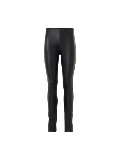 Designer Skinny Hose mit Nappaleder-Front und Jersey-Rücken - Schwarz