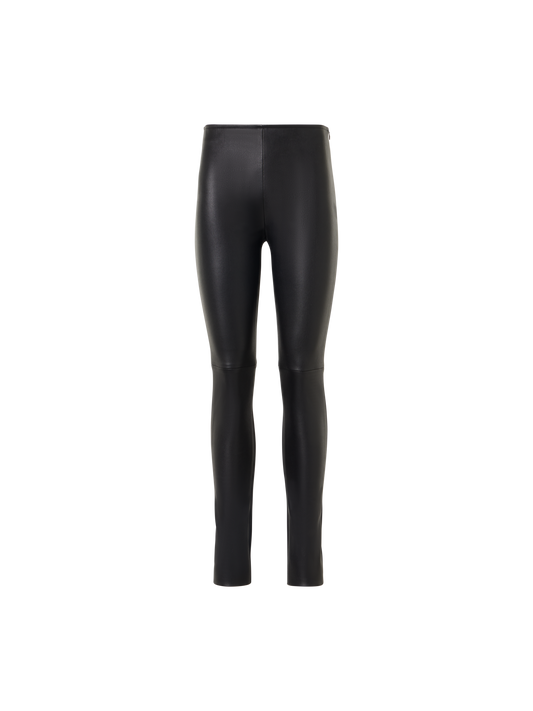 Designer Skinny Hose mit Nappaleder-Front und Jersey-Rücken - Schwarz