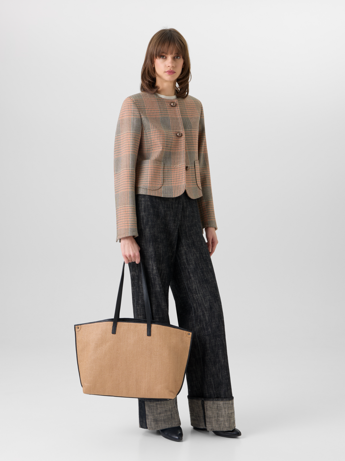 Designer Langärmelige Jacke aus Glencheck auf schwerem Woll-Twill - Bunt #editorial