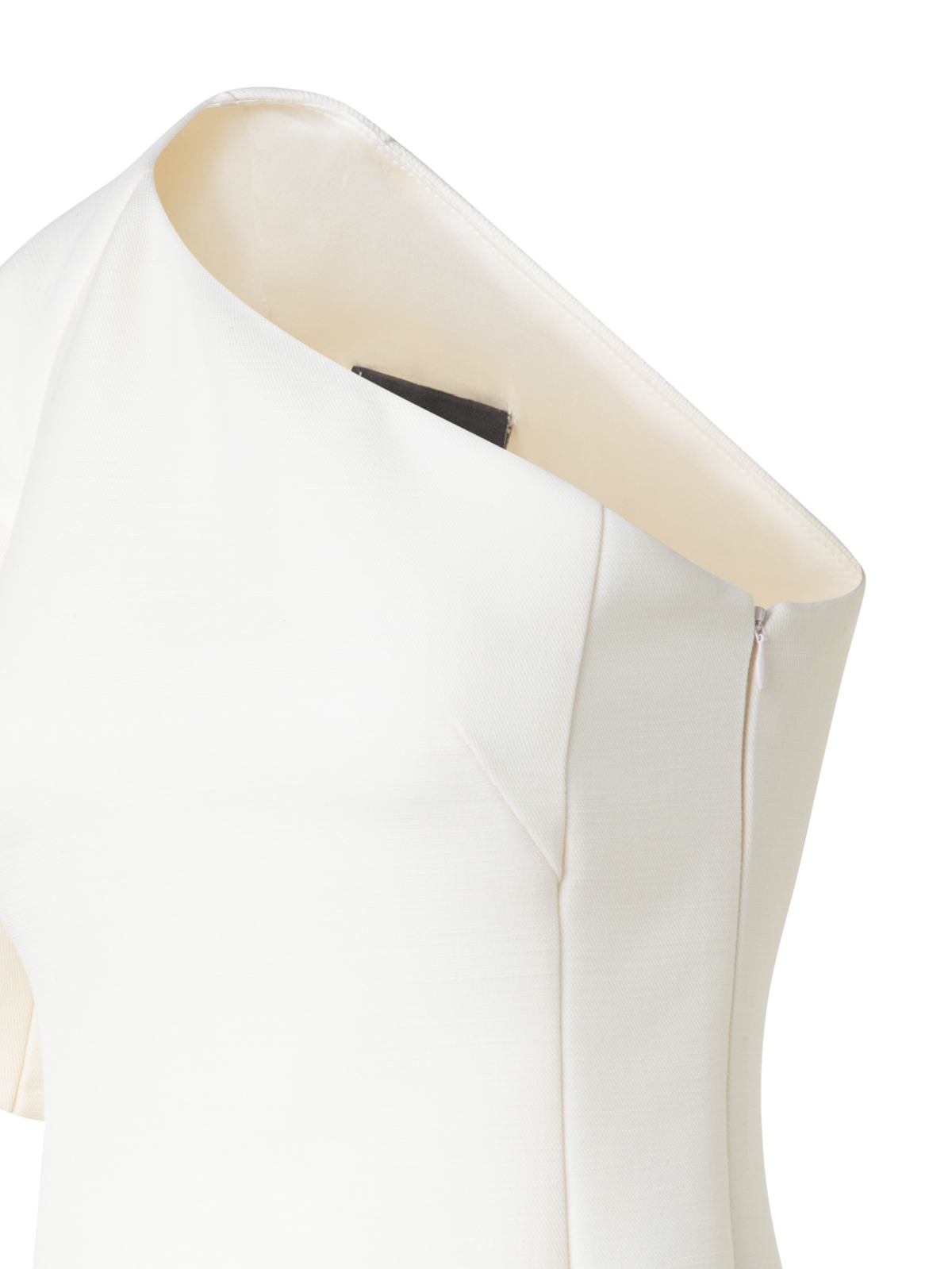 Designer One-Shoulder Cocktailkleid aus Woll-Doubleface - Ecru - Weiss