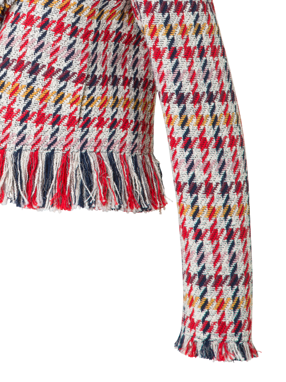 Designer Kurze Tweed-Jacke mit Fransen - Bunt - Rot