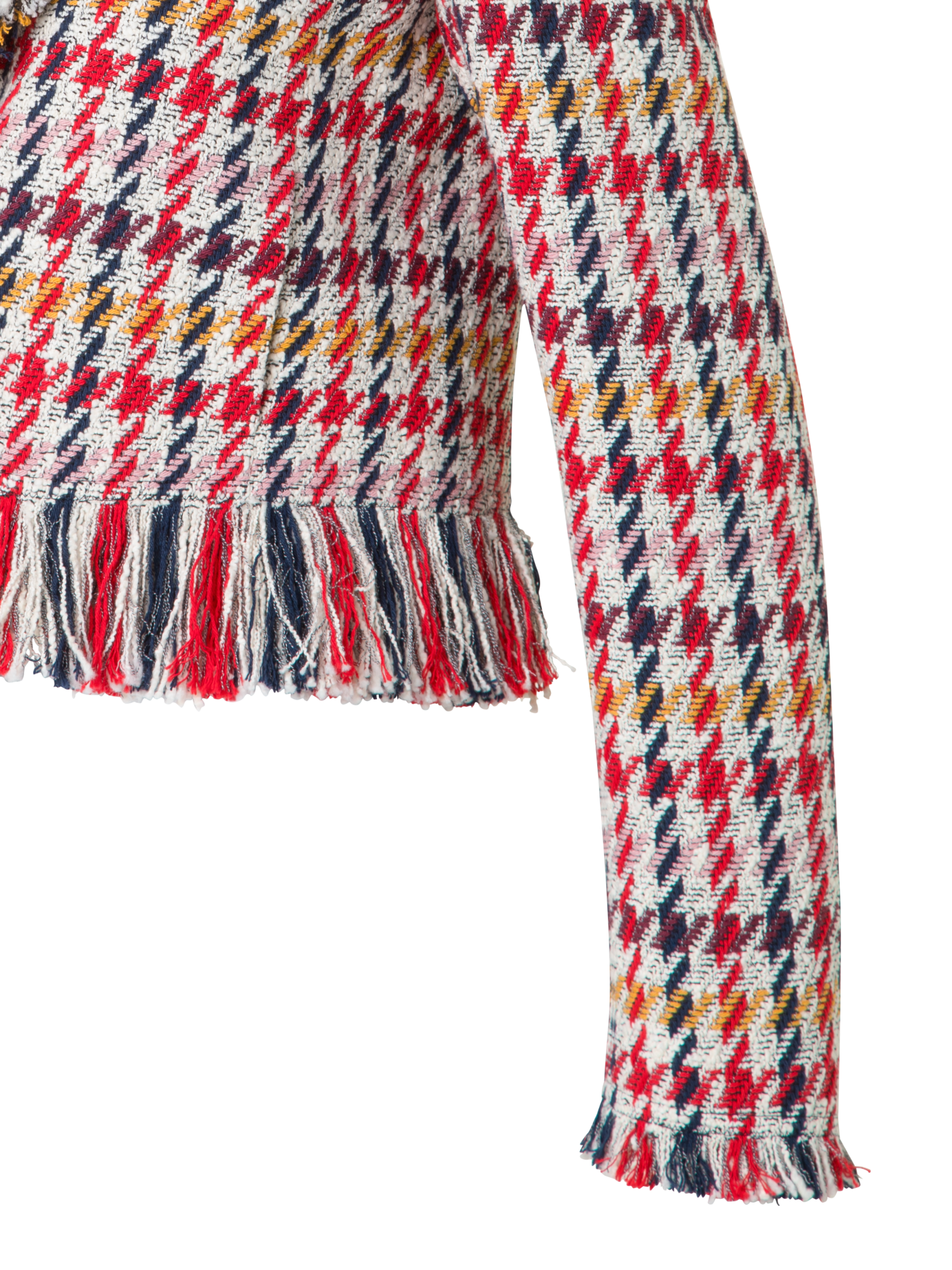 Designer Kurze Tweed-Jacke mit Fransen - Bunt - Rot