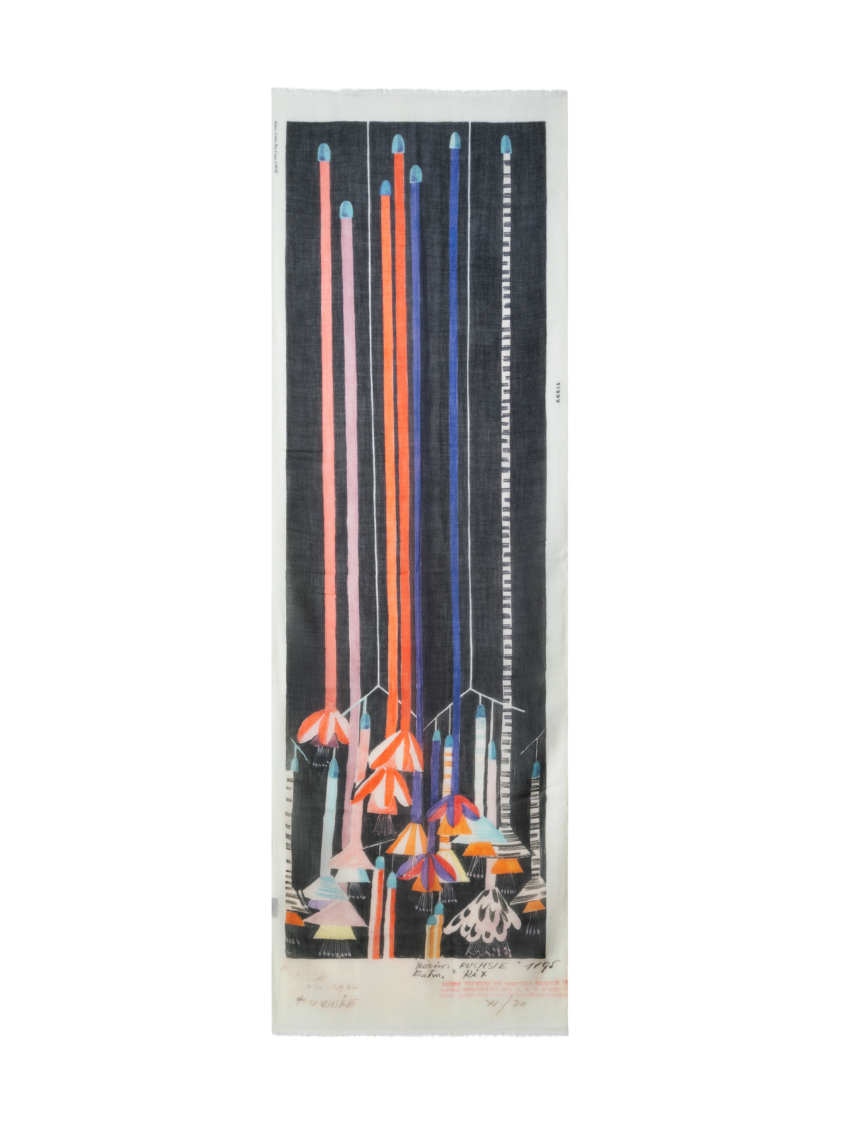 Designer Kaschmirschal mit Fuchsie Druck - Bunt