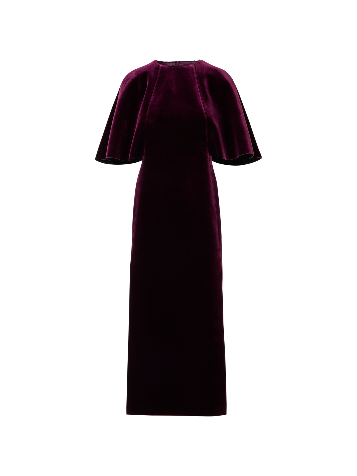 Designer Midikleid aus Samt-Neopren mit Cape-Ärmeln - Rot