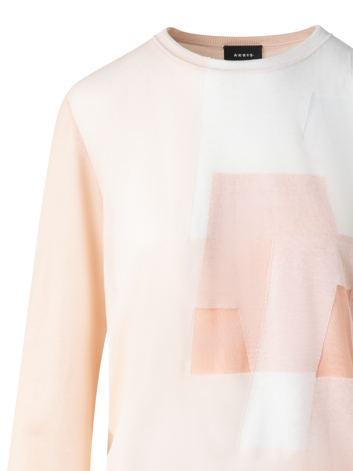 Designer Doppellagiger Intarsien-Pullover - Bunt - Beige - Rosa