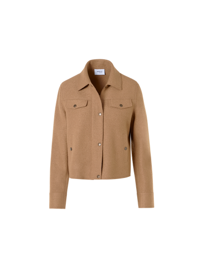 Designer Jacke im Denim-Stil aus Walkwolle - Braun