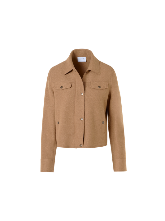 Designer Jacke im Denim-Stil aus Walkwolle - Braun