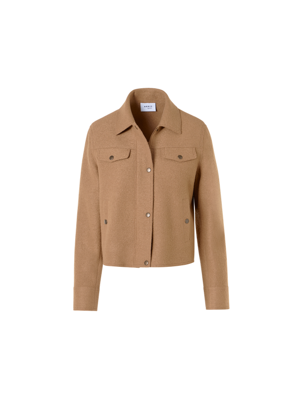 Designer Jacke im Denim-Stil aus Walkwolle - Braun