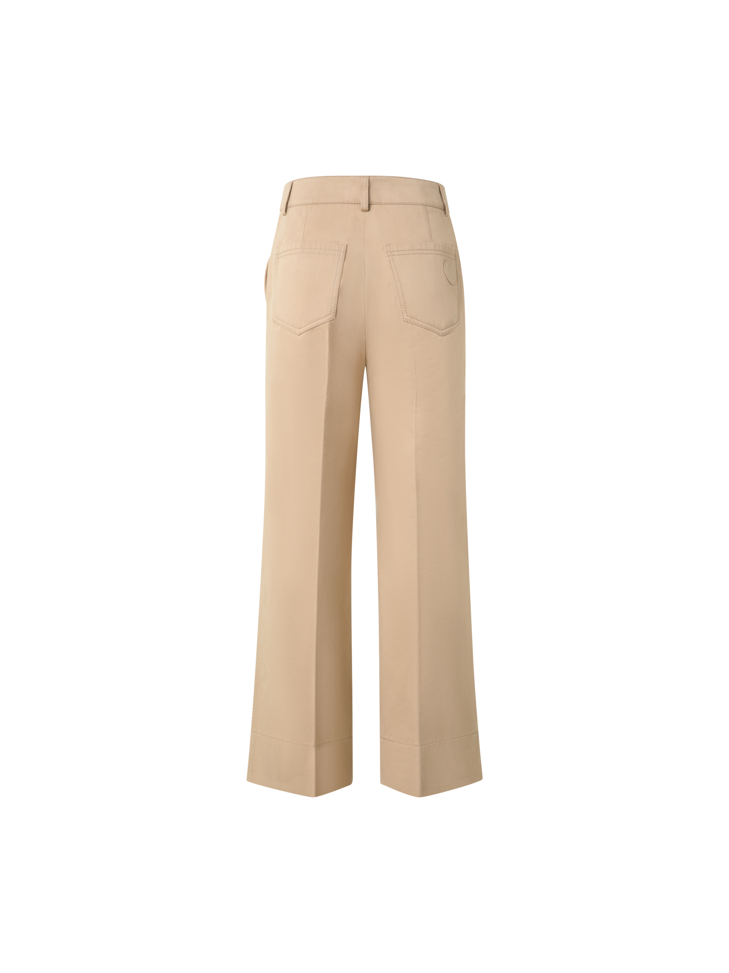 Designer Cropped Weite Hose aus Baumwoll-Gabardine - Beige
