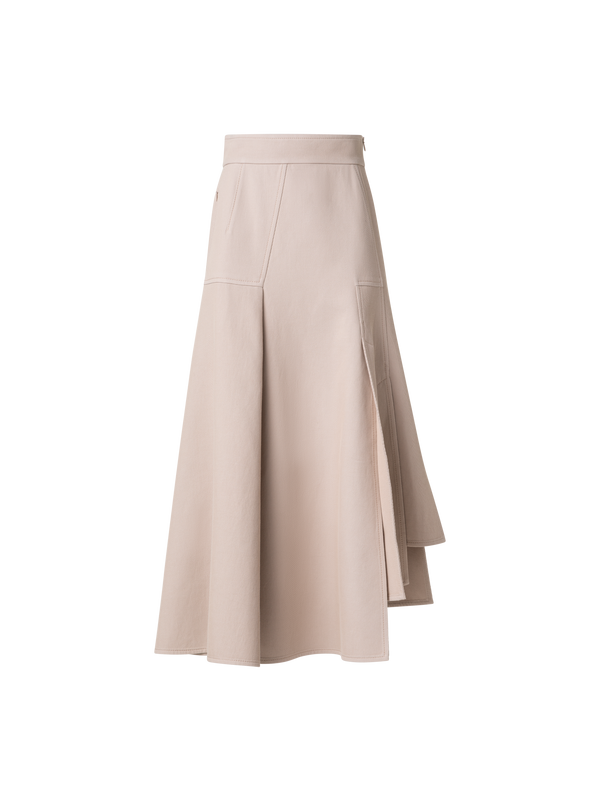 Designer Asymetrischer Midirock aus Baumwoll-Doubleface - Beige